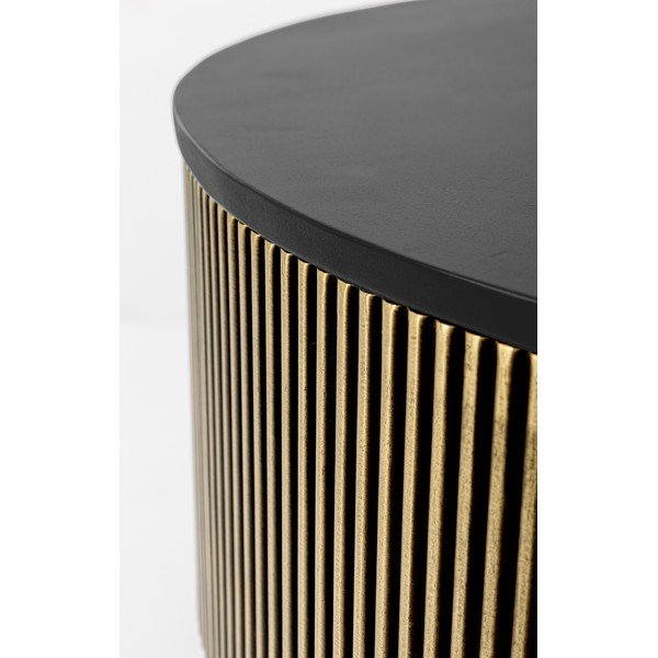 Fekete-aranyszínű kerek dohányzóasztal mangófa asztallappal ø 90 cm Virat – Bizzotto-image-4