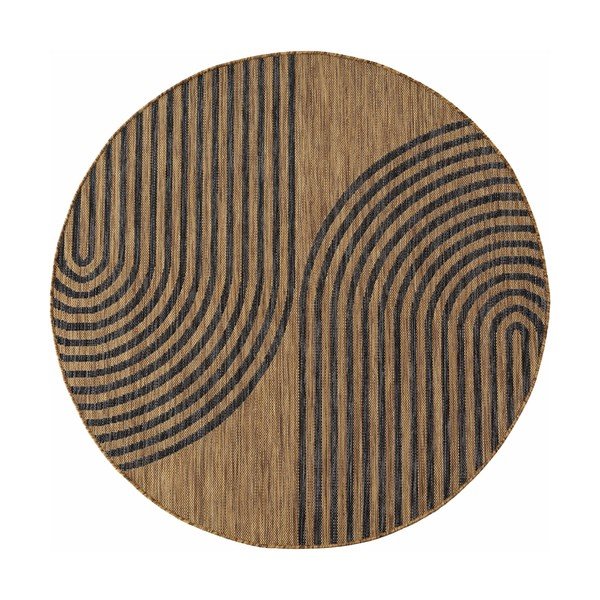 Fekete-barna kerek kültéri-beltéri szőnyeg ø 160 cm Mira 1453 – Ayyildiz Carpets