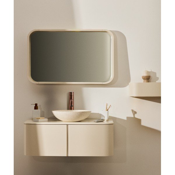 Bézs fali mosdó alatti szekrény 90x35 cm Salaya – Kave Home-image-1