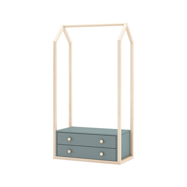 Szürkészöld nyitott gyerek ruhásszekrény 80x170x40 cm Esteban – Marckeric-image-3