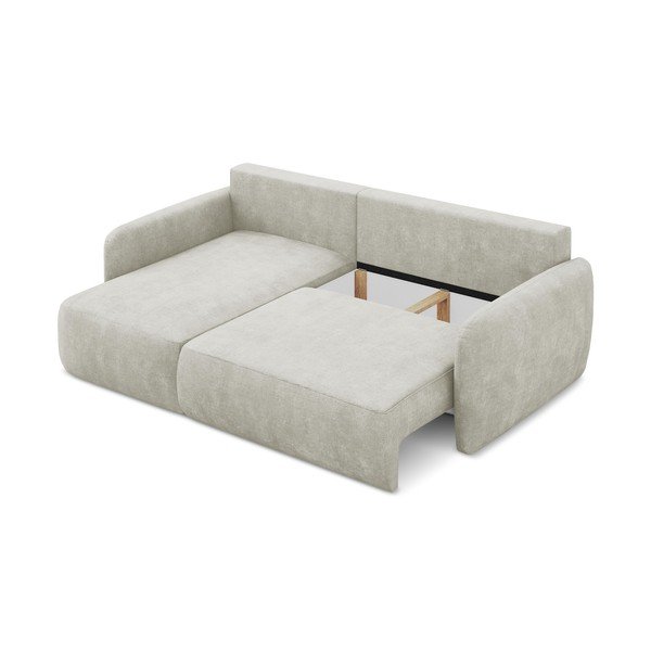 Krémszínű zsenília kinyitható-tárolóhelyes sarokkanapé (bal oldali-heverő résszel) Lilo – Makamii-image-3