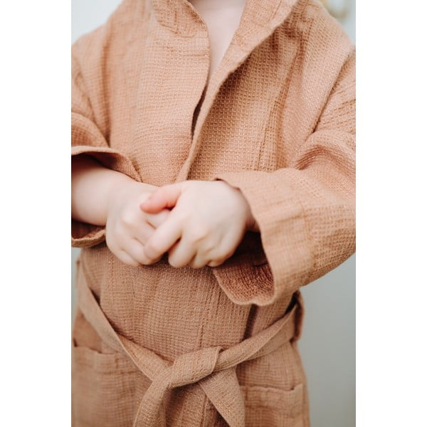 Nature narancssárga len gyerek fürdőköpeny, méret: 122 - 128 - Linen Tales-image-4