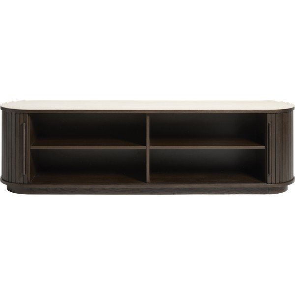 Sötét natúr színű TV-állvány kerámia asztallappal 180x50x40 cm Enna – Unique Furniture-image-1