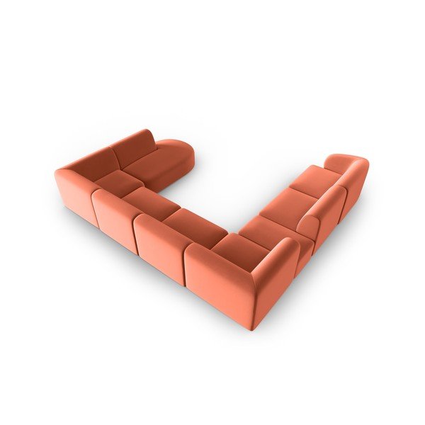 Rózsaszín bársony sarokkanapé (bal oldali-U alakú) Paolo – Milo Casa-image-3