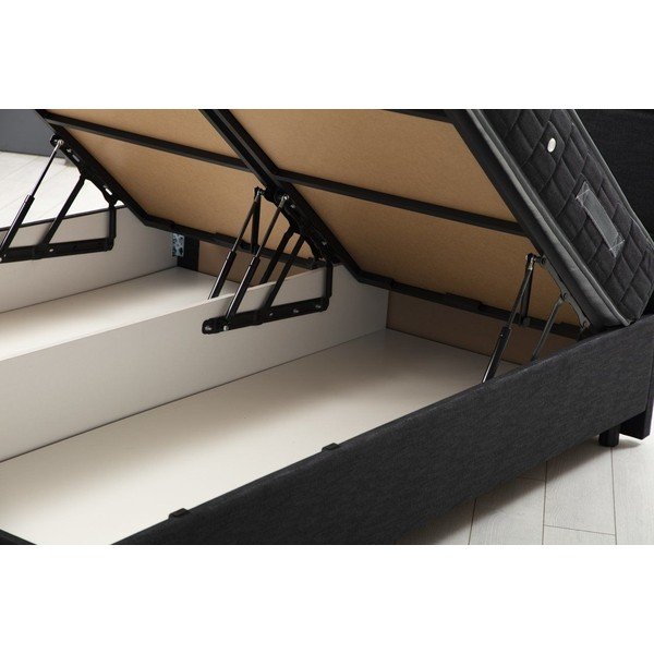 Antracitszürke kárpitozott ágyneműtartós egyszemélyes ágy ágyráccsal 120x200 cm Vitalia – Kalune Design-image-1