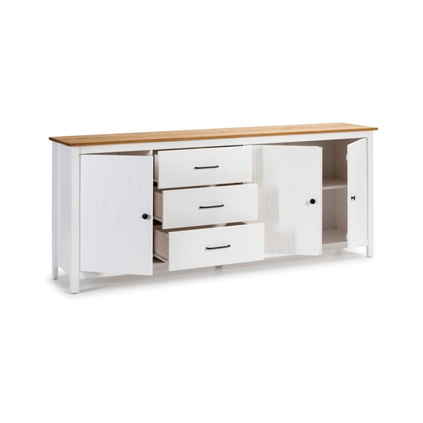 Fehér borovi fenyő alacsony komód 190x80 cm Miranda – Marckeric-image-4