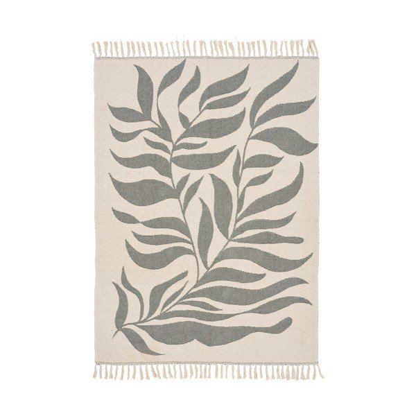 Zöld-bézs pamut takaró 130x180 cm Loni – House Nordic-image-2
