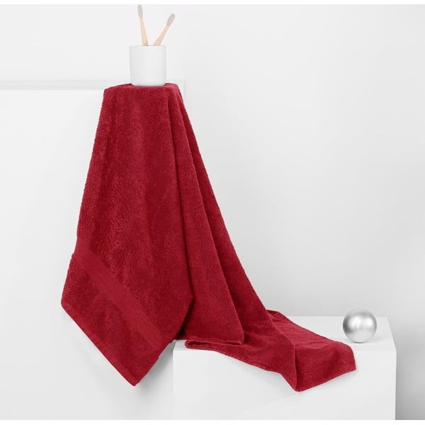 Piros frottír pamut törölköző és fürdőlepedő készlet 4 db-os Marina – DecoKing-image-3