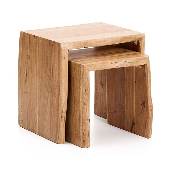 Akácfa tárolóasztal szett 2 db-os 40x50 cm Lomiri – Kave Home-image-2