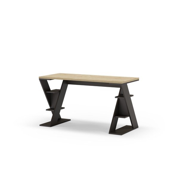 Íróasztal tölgyfa dekoros asztallappal 60x137 cm Butterfly – Marckeric-image-3