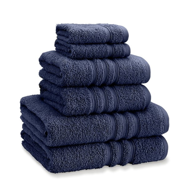 Sötétkék frottír pamut törölköző és fürdőlepedő készlet 6 db-os Zero Twist – Catherine Lansfield