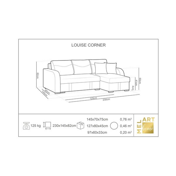 Louise türkiz kinyitható sarokkanapé ágyneműtartóval, bal oldali - Melart-image-3