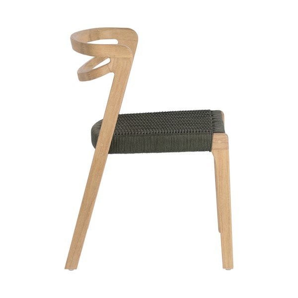 Ezilda eukaliptuszfa kerti szék sötétzöld húrozással - Kave Home-image-2