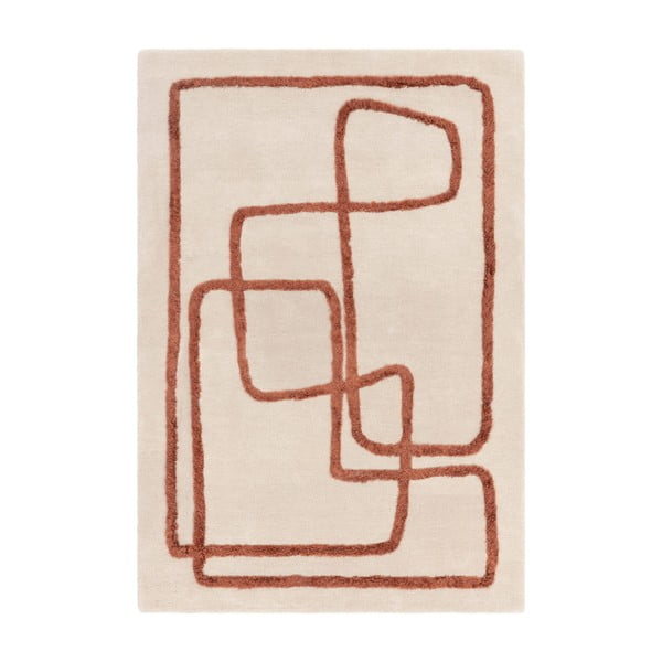 Téglavörös-krémszínű kézi szövésű gyapjú szőnyeg 200x300 cm Matrix – Asiatic Carpets