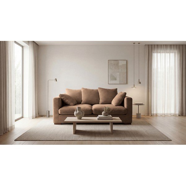 Világosbarna kordbársony kanapé 175 cm Comfy – Scandic-image-1