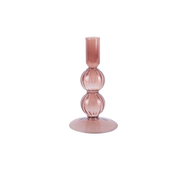 Swirl Bubbles rózsaszín üveg gyertyatartó - PT LIVING