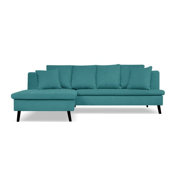 Hamptons türkizkék 4 személyes kanapé, bal oldali fekvőfotellel - Cosmopolitan design