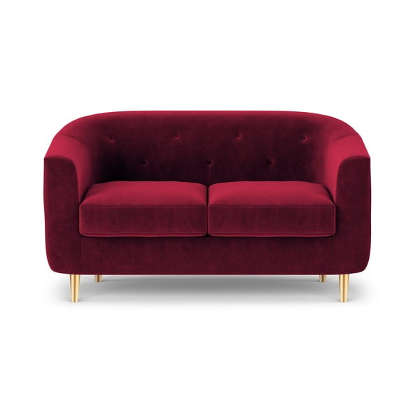 Corde piros bársony kanapé, 125 cm - Kooko Home