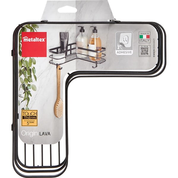 Origin fekete fali fürdőszobai sarokpolc - Metaltex-image-3
