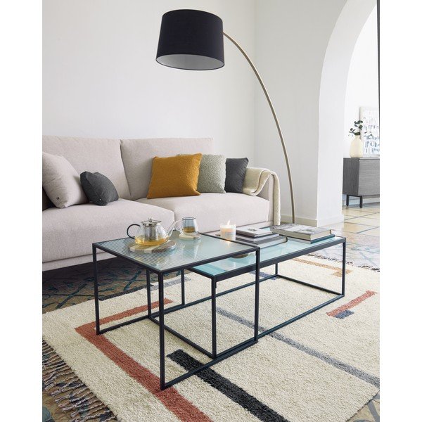 Fekete-aranyszínű állólámpa textil búrával (magasság 210 cm) Juhe – Kave Home-image-3
