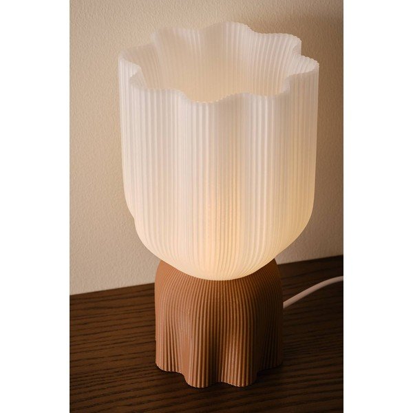Fehér-barna műanyag asztali lámpa (magasság 27 cm) Camier – Jotex-image-3