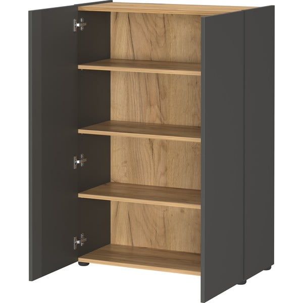 Antracitszürke előszoba bútor tölgyfa dekorral 104x200x33 cm Alviano – Germania-image-2