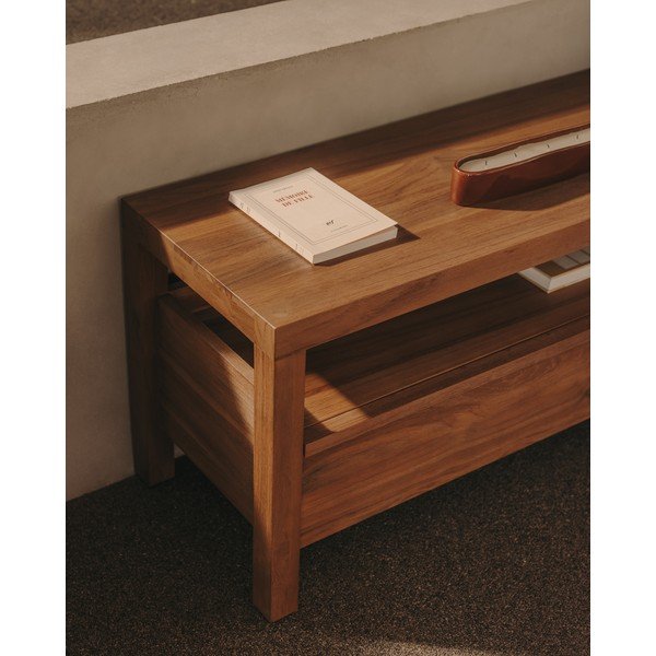 Natúr színű teakfa TV-állvány 200x50 cm Sashi – Kave Home-image-3