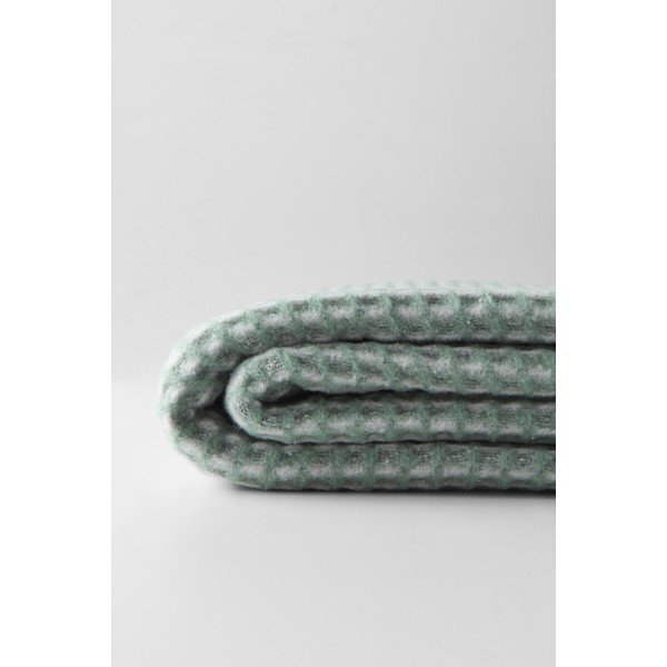 Zöld pamutkeverék takaró 140x180 cm Uniwaffle – Euromant-image-3