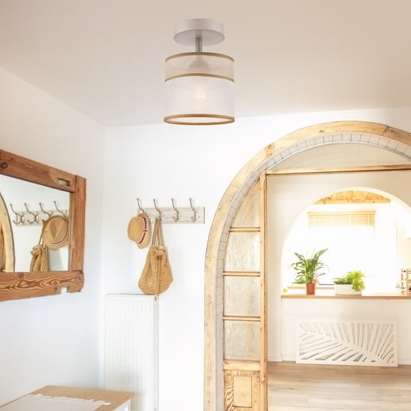 Világosbarna mennyezeti lámpa textil búrával ø 16 cm Andrea – LAMKUR-image-1