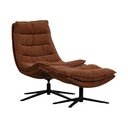 Barna forgó zsenília fotel lábtartóval Kube – WOOOD