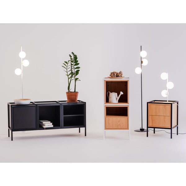Fekete könyvespolc tölgyfa dekorral 45x102 cm Skap - CustomForm-image-1