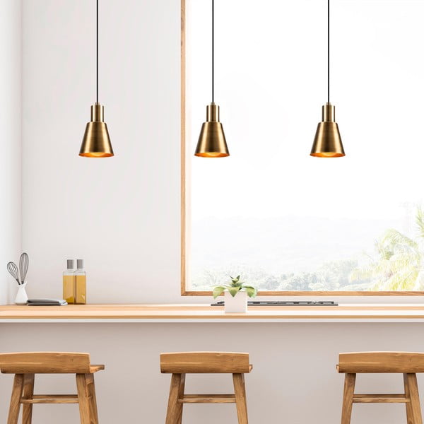 Fekete-aranyszínű függőlámpa ø 14 cm Kem – Opviq lights-image-1