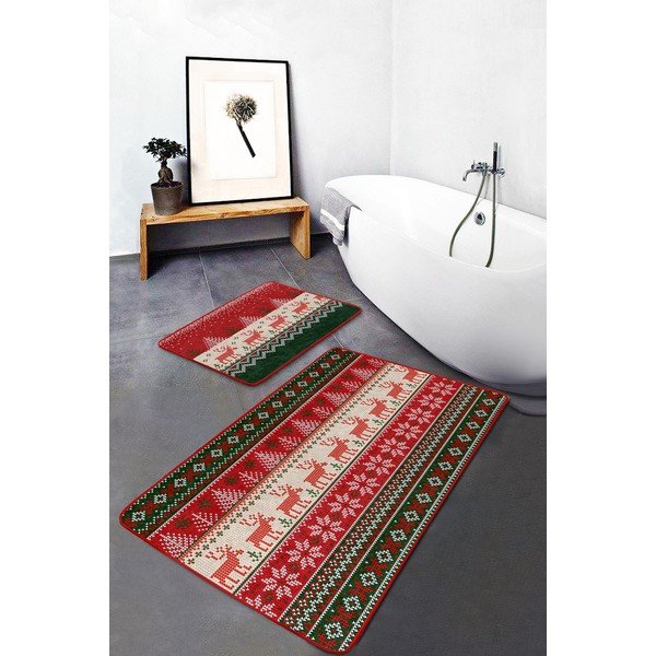 Bársony fürdőszobai kilépő szett 2 db-os 60x100 cm Merry Christmas – Mila Home-image-2