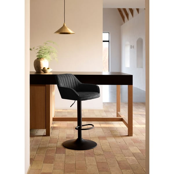 Sötétszürke kárpitozott állítható magasságú-karfás bárszék (ülésmagasság 65 cm) Nolan – Unique Furniture-image-1