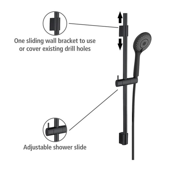 Fekete rozsdamentes acél zuhanyszett 70 cm Water Saving – Wenko-image-2