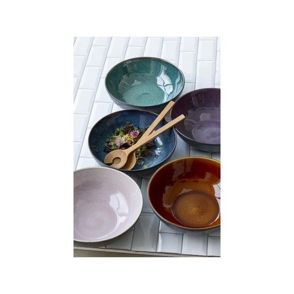 Mensa fekete agyagkerámia salátástál lila belső zománccal, átmérő 30 cm - Bitz-image-1