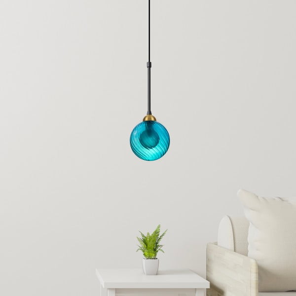 Kék függőlámpa üveg búrával ø 12 cm Twister – Squid Lighting-image-1