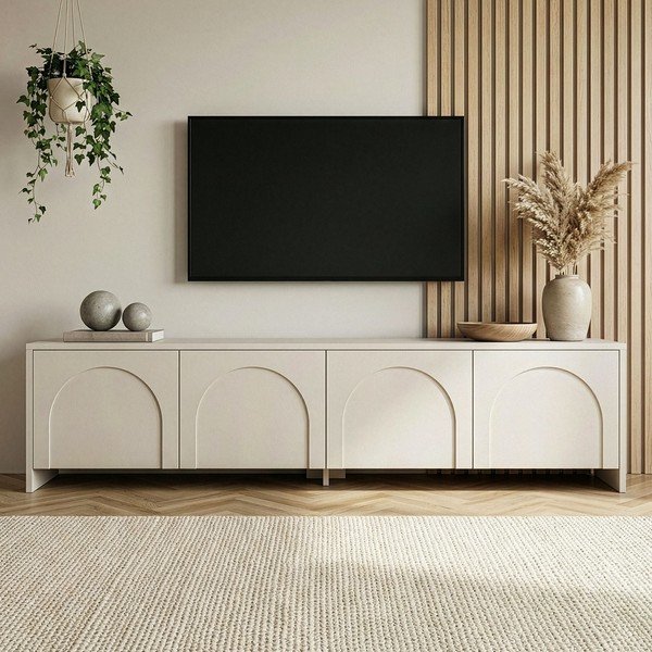 Krémszínű TV-állvány 180x45x32 cm Aurelia – Kalune Design-image-2