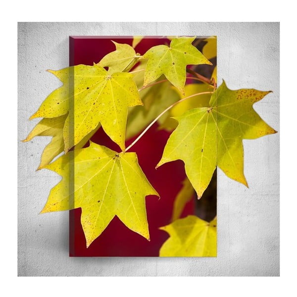 Yellow Autumn Leafes 3D fali kép, 40 x 60 cm - Mosticx