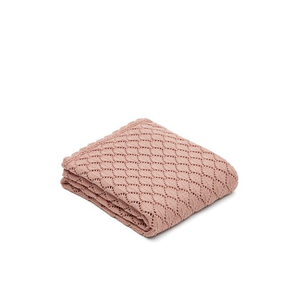 Rózsaszín pamut kötött gyerek takaró 70x100 cm Ria – Kave Home-image-2