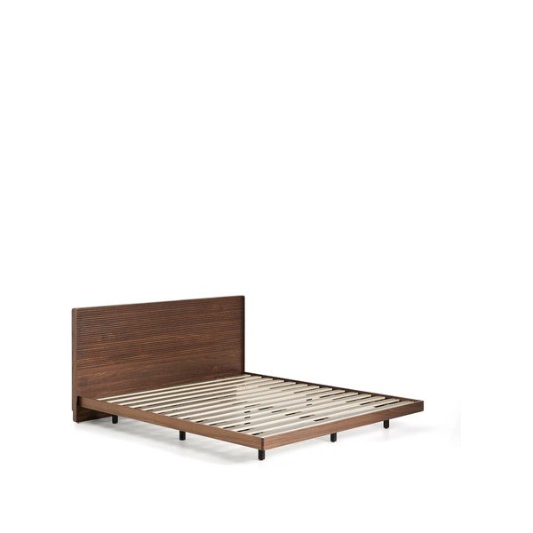 Barna nyírfa franciaágy ágyráccsal 180x200 cm Norlen – Kave Home-image-2