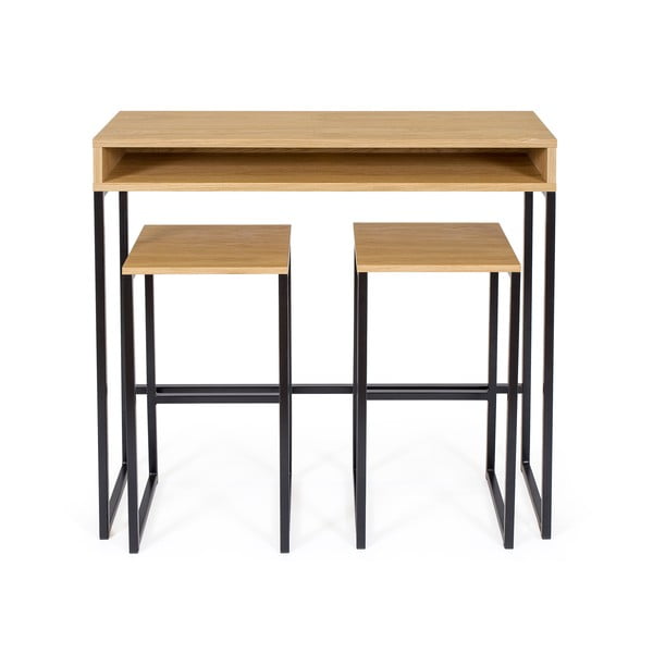 Fekete-natúr színű bárszék tölgyfa dekorral Frame – Woodman-image-3