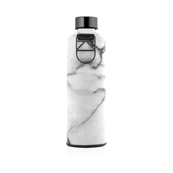 Fehér-fekete ivópalack boroszilikát üvegből, műbőr tartóval 750 ml Mismatch Stone - Equa