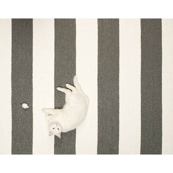 Antracitszürke-krémszínű kültéri-beltéri futószőnyeg 70x225 cm Bob Charcoal Linen – Pappelina-image-2