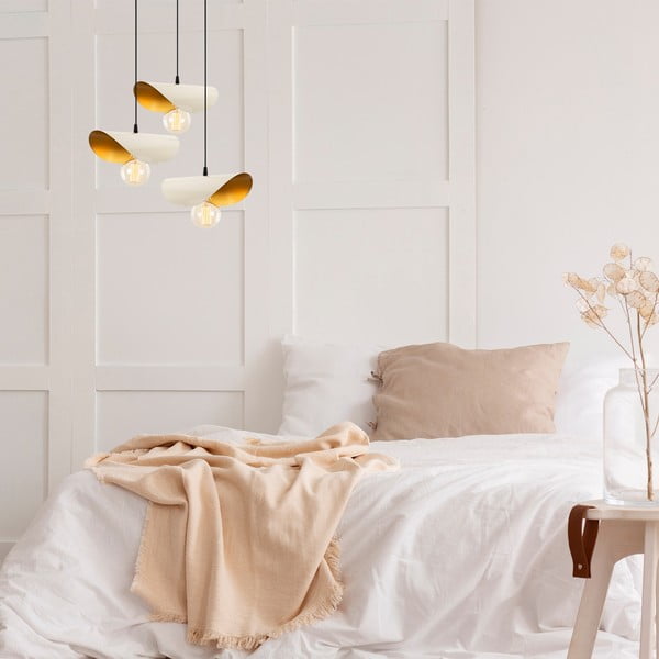 Fehér-aranyszínű függőlámpa fém búrával Sivani – Opviq lights-image-1