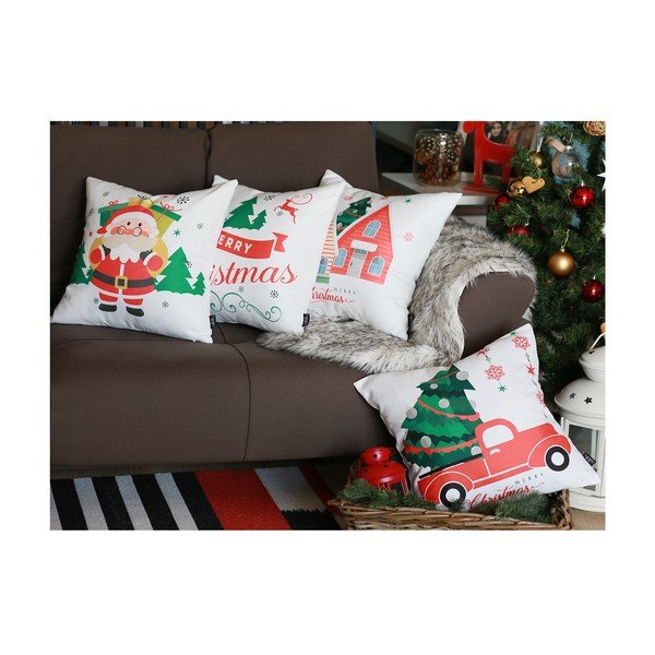 Honey Christmas Car and Tree fehér karácsonyi párnahuzat, 45 x 45 cm - Mike & Co. NEW YORK-image-1