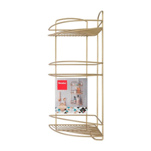 Aranyszínű acél fürdőszobai sarokpolc Onda – Metaltex-image-2