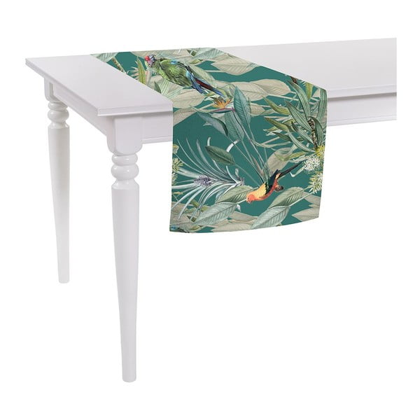 Jungle Birds zöld asztali futó, 140 x 40 cm - Mike & Co. NEW YORK