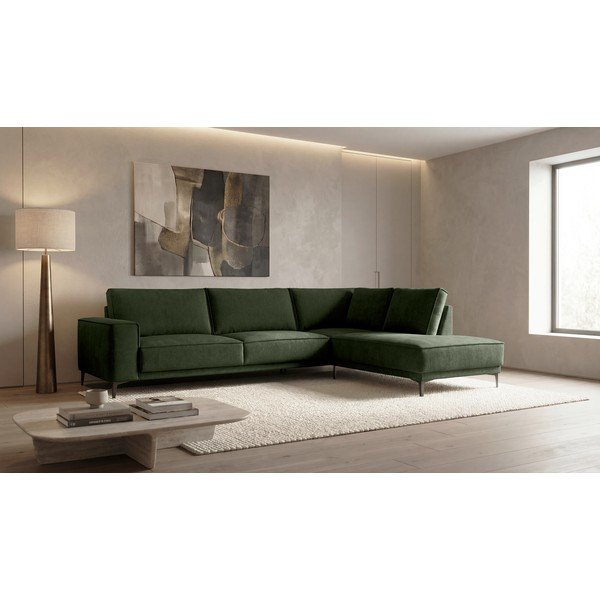 Zöld zsenília sarokkanapé (jobb oldali-L alakú) Copenhagen – Scandic-image-1