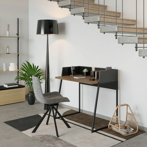 Volga fekete íróasztal diófa dekorral - TemaHome-image-1